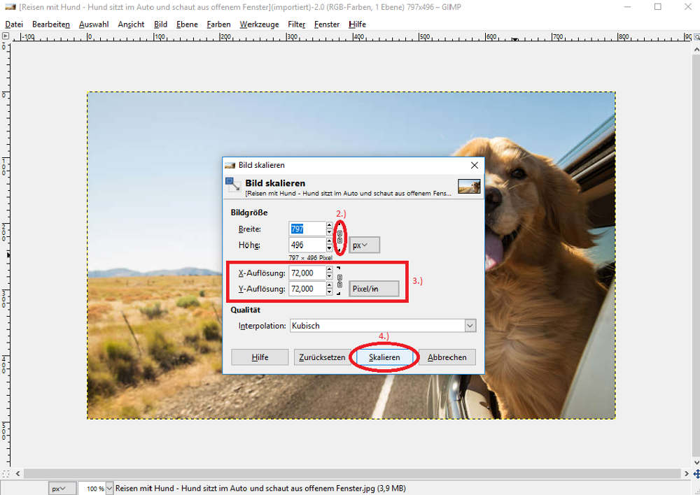 Bilddatei skalieren mit GIMP